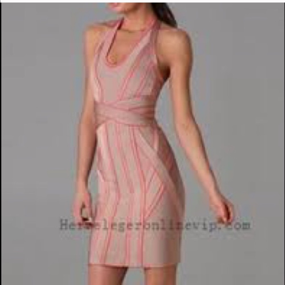 Herve Legger halter bandage dress